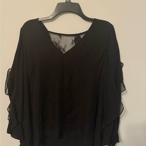 Parker Black Blouse with Lace Detail